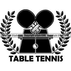 Tischtennis Logo Ping Pong Paddel Tischnetz Ball Olympisches Sportspiel Band Emblem Design Element Kunst .SVG .PNG Clipart Vektor Schneiden Schnitt