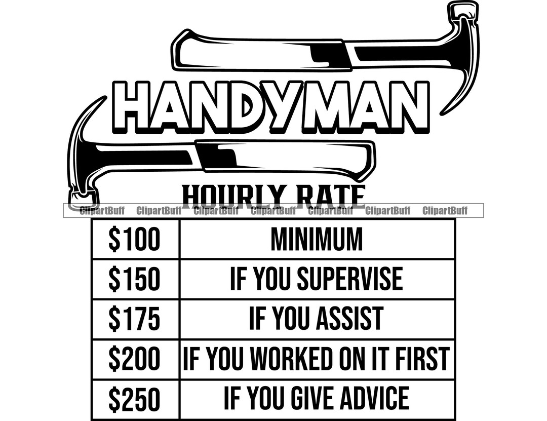 Handyman Hourly Rate Funny Sign Construction Worker Hammer Etsy