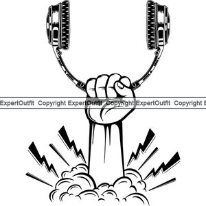 Hand hält Kopfhörer explodieren Explosion Boden Wand Musik Sound Dj Stereo Ausrüstung Studio Kopfhörer .SVG .PNG Clipart Vektor Cricut Schnitt Schneiden