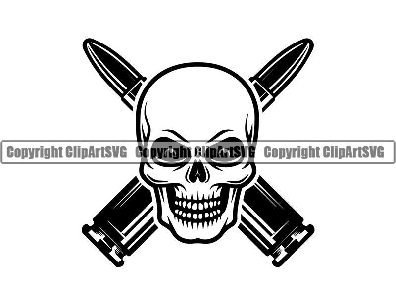 Bullet Logo 2 Skull Ammunition Weapon Pistol Machine Gun Etsy