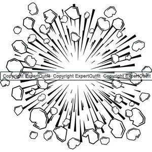 Explosion Bomb Smoke Explode Blast Energy Cloud Weapon Comic Book Callout Design Element Logo .SVG .PNG Clipart Vector Cricut Cut Cutting