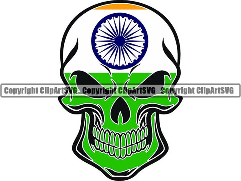India Skull Shaped Flag Indian South Asia Himalayan Country Etsy
