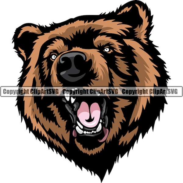 Grizzly Bear Angry Standing Wild Animal Growl Growling Beast Predator School Mascot Design Element Logo SVG PNG Clipart Vector Cricut Cut