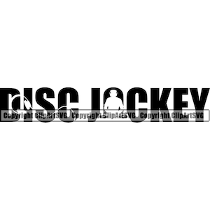 DJ Disc Jockey Musik Plattenspieler Plattenspieler Mixer Album Vinyl Club Sound Silhouette Text Design Kunst Logo SVG PNG Vektor Clipart geschnitten Datei