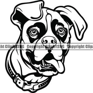 Boxer #8 Smiling Dog Breed K-9 Animal Pet Hound Pedigree Canine Logo Cartoon Pup Logo .SVG .PNG Digital Clipart Vector Cricut Cut Cutting