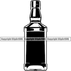 Bottiglia di liquore Alcool Whisky Brandy Rum Drink Bar Pub Taverna Spirito del partito Bicchiere da vino Elemento di design vuoto Logo SVG PNG Vector Taglio Taglio