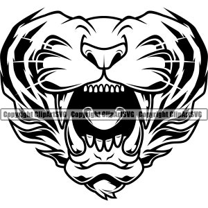 Puede incluir: Ilustración en blanco y negro de la cara de un animal gruñendo con dientes afilados y una nariz prominente.