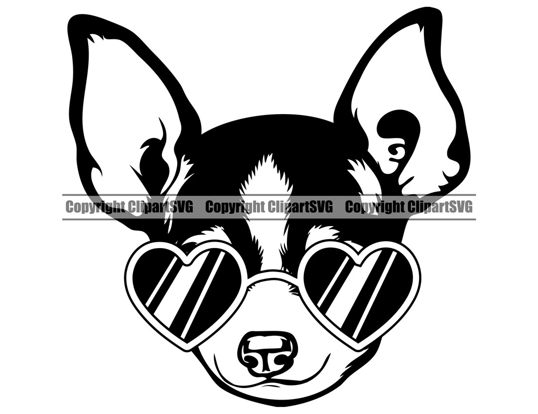 Chihuahua Dog Heart Sunglasses American Breed Puppy Pup Pet Silhouette ...