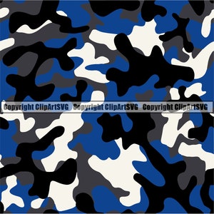 Blue Camo Camouflage Seamless Pattern War Print Military Hunt Wrap Cover Graphic Design Sky Urban Decor Art Logo SVG PNG Clipart Vector Cut