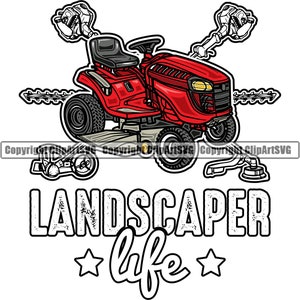 Landscaping Landscape Landscaper Lawn Hedge Sheers Plant Grow Green Grass Flower Yard Tool Silhouette Design Logo PNG SVG Vector Clipart Cut