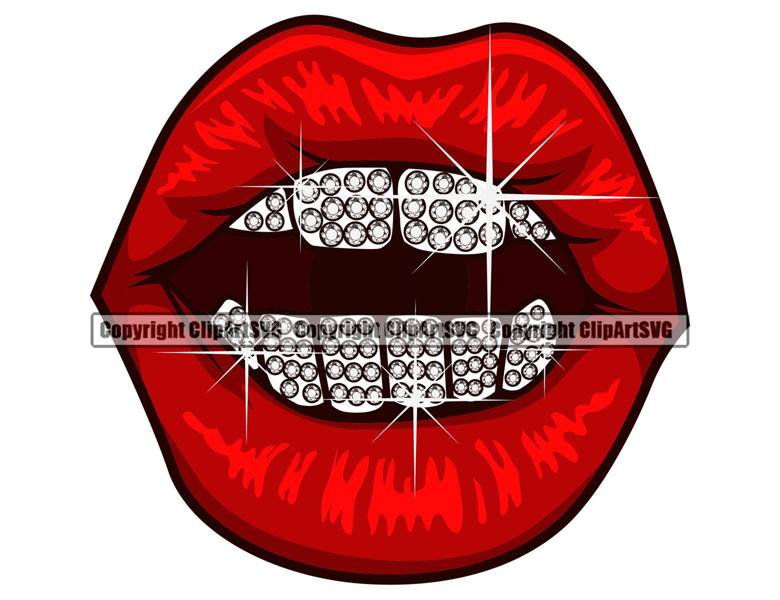 Sexy Lips Diamond Teeth Bling Shining Mouth Grill Gangster Rap Etsy