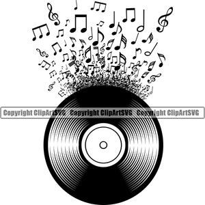 Vinyl Schallplatte Album Musik Noten Turntable Player Mixer DJ Disc Jockey Scratching Club Stereo Sound Design Art Logo SVG PNG Vektor Clipart Cut