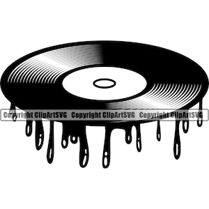 Vinyl Record Album Druipend Drip Muziek Draaitafel Speler Mixer DJ Disc Jockey Club Stereo Sound Design Art Logo SVG PNG Vector Clipart Knippen