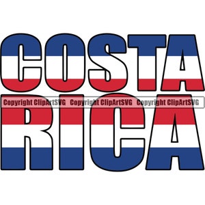 Costa Rica Nombre Rican Palabra Texto Bandera País Mundo Nación Mapa Signo Símbolo Diseño Elemento Arte Logotipo SVG PNG Clipart Vector Corte Archivo
