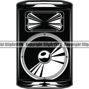 Alto-falante de áudio # 6 Ouvir música DJ Disc Jockey Equipamento Som Sistema estéreo Sub Woofer Baixo Logo.SVG.PNG Clipart Vetor Cricut Corte Corte