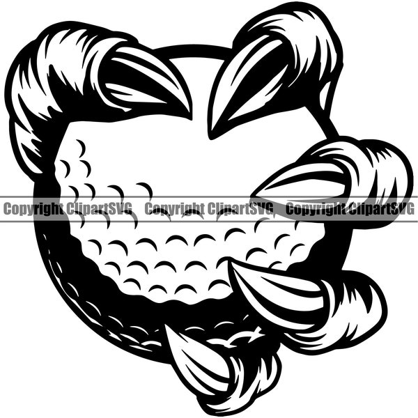 Golf Ball Animal Claw Mascot Golfer Club Sport Course Cart Game Emblem Art Silhouette Design Element Logo SVG PNG Vector Clipart Cut File