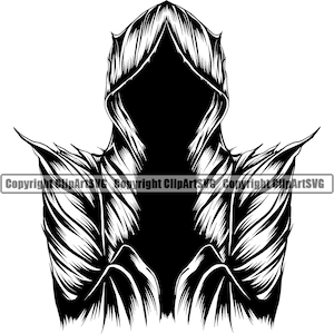 Umhang Cape Kostüm Sensenmann Hals Tod Evil Kill Killer Geist Comic Buch Superheld Hölle Design Element Logo SVG PNG Vektor Clipart Cut