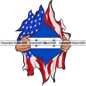 Honduras Superhéroe hondureño Mano Rip Ripping Abrir EE.UU. Bandera País Nación Mundial Signo Diseño Elemento Arte Logotipo SVG PNG Clipart Vector Cut File