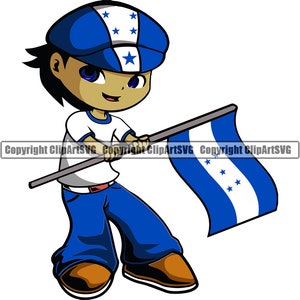 Honduras Honduran Cute Little Boy Flag Country World Nation Map Sign Symbol Design Element Logo SVG PNG Clipart Vector Cricut Cutting Cut