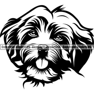 Bichon Havanais Chien Race Tête Heureux Visage Sourire Patte Chiot Chiot Pet K-9 Maltais Shih Tzu Bichon Frise Lhassa Apso Art Logo SVG PNG Clipart Coupe Coupe