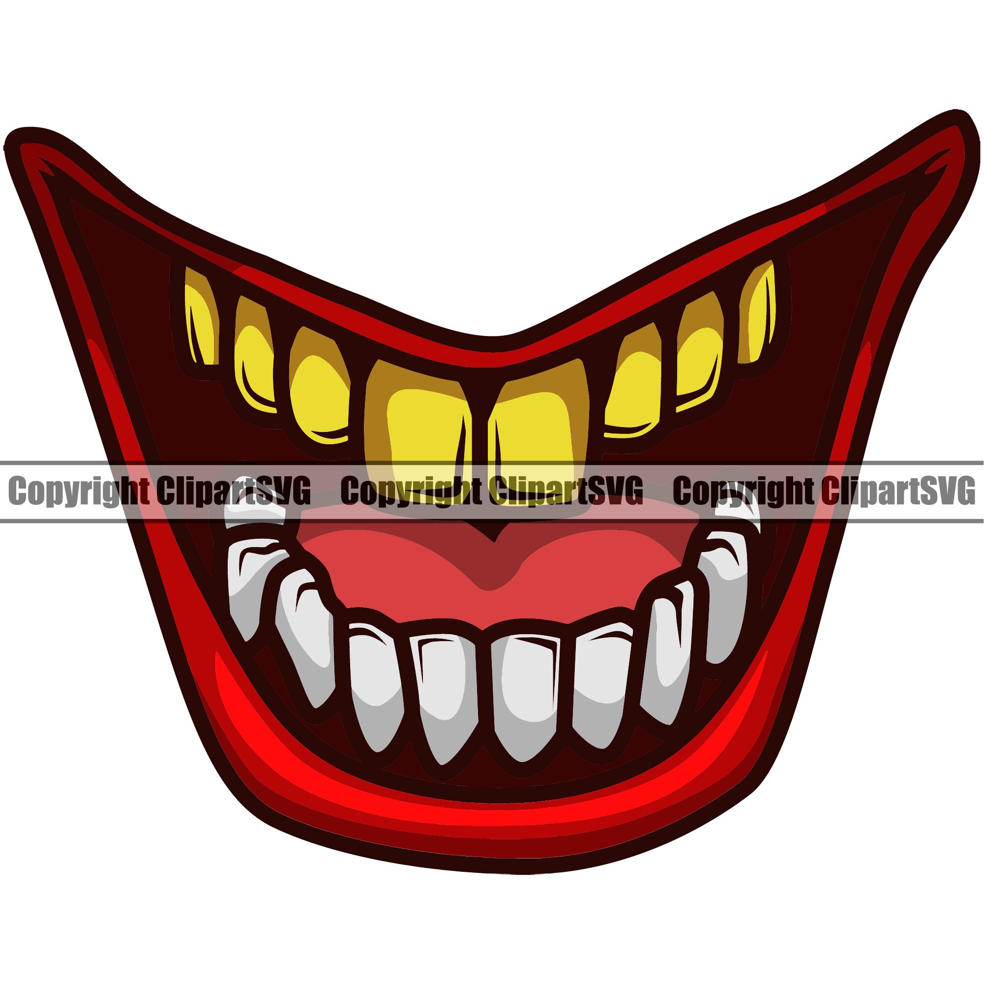 Joker Smile Gold Teeth Thug Clown Scary Mouth Mask Evil Grin | Etsy