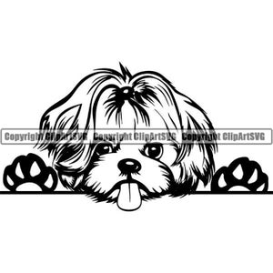 Shih Tzu #15 Peeking Dog Race K-9 Toy Group Lap Animal Pet Hound Chiot Pedigree Hound Logo. SVG. Fichier PNG vectoriel Clipart Cricut coupe coupe