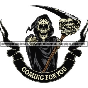 Skelett Sensenmann Schädel Sichel Tod Evil Kill Killer Gespenst Tattoo Knochen Hölle Art Design Band Logo SVG PNG Vektor Clipart geschnitten Datei