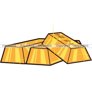 Gold #1 Golden Block Metall Bar Geld Finanzen Shiny Brick Bank Treasure Konzept Luxus Farbe .SVG .PNG Clipart Vektor Schneiden Schneiden