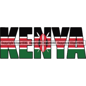 Kenya Kenyan Name Word Text Flag Name Country World Nation Map Sign Symbol Design Element Art Logo SVG PNG Clipart Vector Cutting Cut File