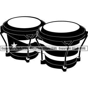 Puerto Rico Rican Bongo Drums Music Instrument Flag Country World Nation Map Sign Symbol Icon Design Element Logo SVG PNG Clipart Vector Cut