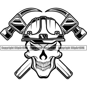 Construction Logo #56 Skull Hammer Toolbox Handyman Work Worker Woodworking Build Fix Repair Shop .SVG .EPS PNG Vector Cricut Cut Cutting