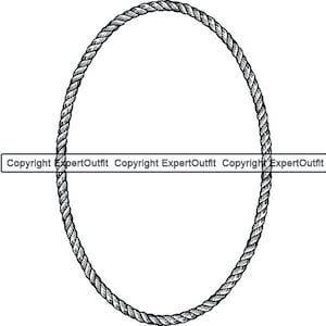 May include: A black and white illustration of a rope circle.