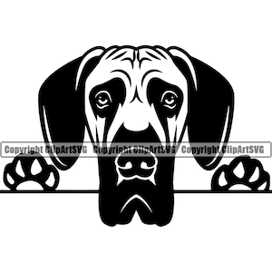 Great Dane Dog Breed Peeking Peek-A-Boo Happy Paw Puppy Pup Pet Pointer Dobe Doberman Pinscher Logo SVG PNG Clipart Vector Cut Cutting Cut
