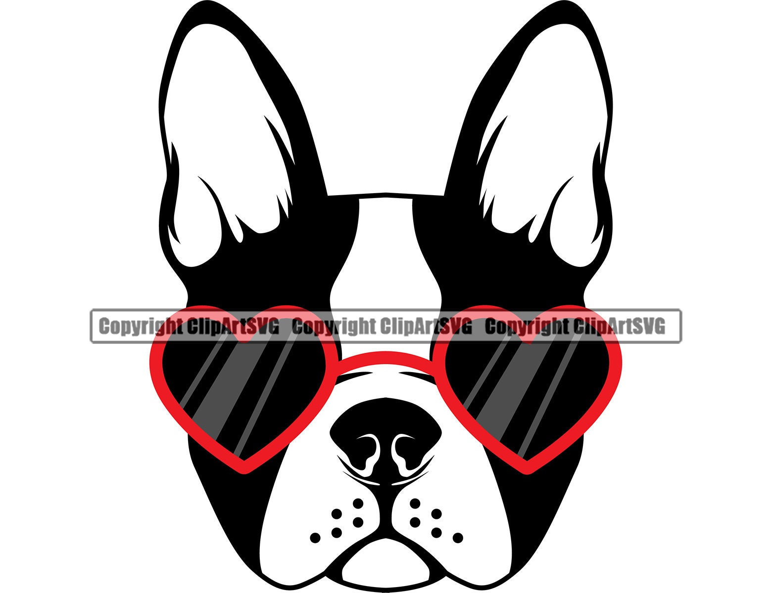 Boston Terrier Dog Breed Sunglasses Head Face Paw Puppy Pup Etsy