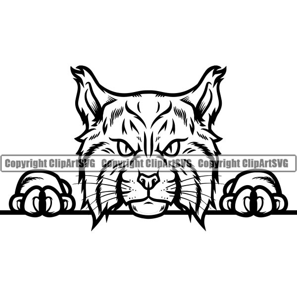 Lynx Peeking Peek-A-Boo Wildcat Wild Cat Mascot School Team Head Sport eSport Game Fan Sign Club Art Design Logo SVG PNG Vector Clipart Cut