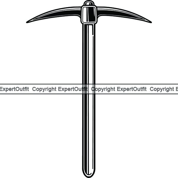 Mine Bergmann Bergbau Spitzhacke Handbuch Handwerkzeug Graben Mineral Erz Boden Tunnel Kopf Griff Metall .SVG .PNG Clipart Vektor Cricut Schnitt Schneiden