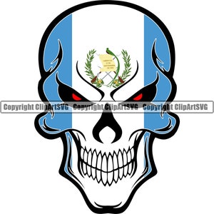 Guatemala guatémaltèque crâne squelette drapeau pays monde Nation carte signe symbole Design élément Logo SVG PNG Clipart vectoriel Cricut coupe coupe