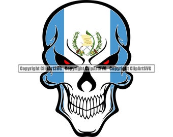 Guatemala Guatemalan Skull Skeleton Flag Country World Nation Map Sign Symbol Design Element Logo SVG PNG Clipart Vector Cricut Cutting Cut