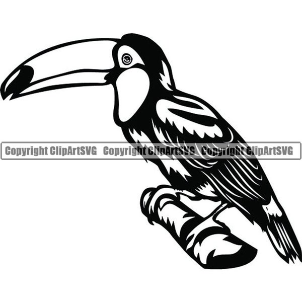 Toucan #1 Bird Wildlife Rainforest Topical Domestic Parrot Beak Flying Wild Feathers Exotic Logo. SVG .PNG Clipart Vector Cricut Cut Cutting
