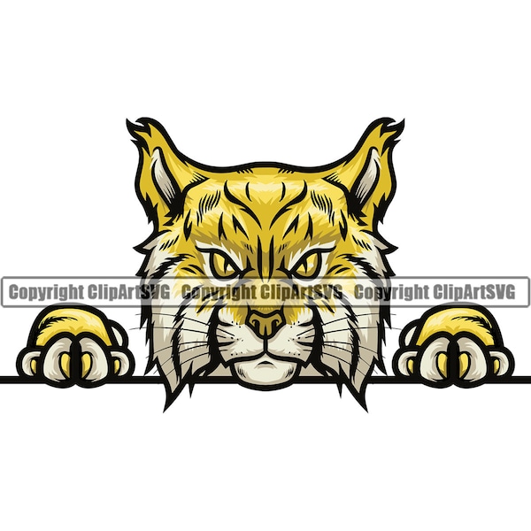 Lynx Peeking Peek-A-Boo Wildcat Wild Cat Mascot School Team Head Sport eSport Game Fan Sign Club Art Design Logo SVG PNG Vector Clipart Cut