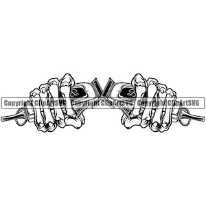 Skeleton Hand Holding Clippers Trimmers Barber Shop Barbershop Salon Haircut Hair Trim Cut Shave Groom Art Logo SVG PNG Vector Clipart Cut