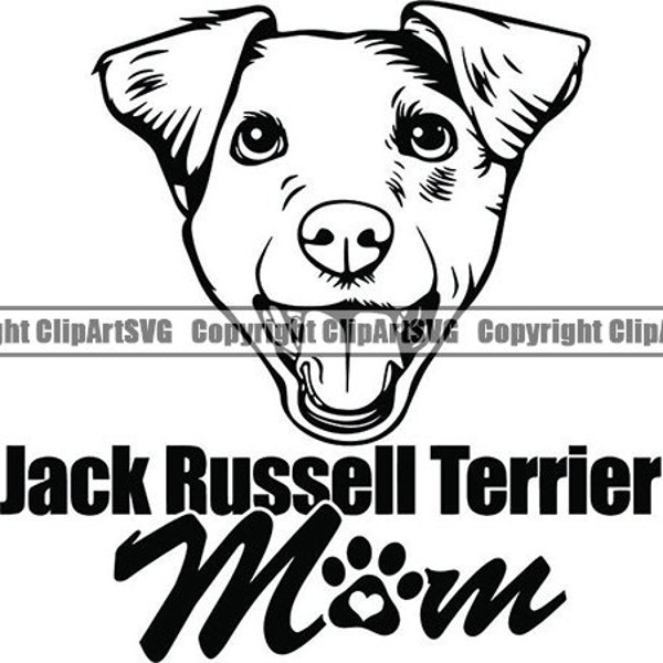 Jack Russell Terrier #16 Mom Love Happy Dog Breed Pedigree Canine Purebred Pet Hound Animal Logo .SVG .PNG Clipart Vector Cricut Cut Cutting