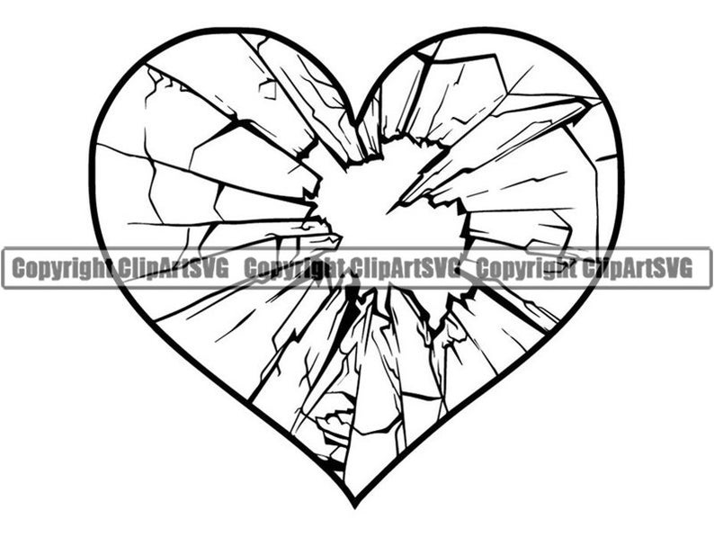Broken Glass Heart 3 Love Bullet Hole Shatter Shattered Etsy