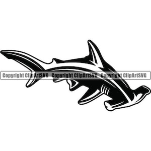 Hammerhead Shark #1 Jaws Ocean Man Eating Predator Animal Killer Fish Sea Fishing Nautical Logo .SVG .PNG Clipart Vector Cricut Cut Cutting