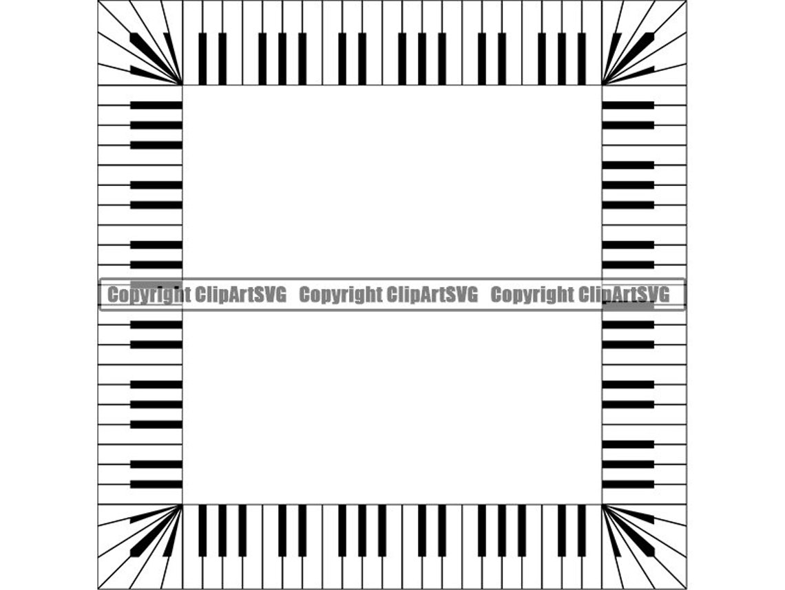 Piano Keys Rectangle Frame Border Music Note Symbol Treble Etsy