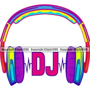 DJ Disc Jockey Koptelefoon Muziek Draaitafel Platenspeler Mixer Album Vinyl Club Radio Sound Design Art Logo SVG PNG Vector Clipart Cut File