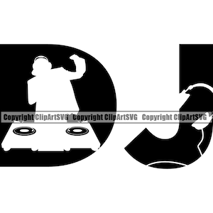 DJ Disc Jockey Musique Platine Tourne-Disque Table De Mixage Album Vinyle Club Son Silhouette Design Art Logo SVG PNG Vector Clipart Coupe Fichier De Coupe
