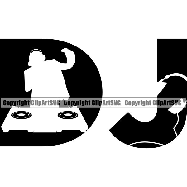 DJ Disc Jockey Music Turntable Record Player Mixer Album Vinyl Club Sound Silhouette Design Art Logo SVG PNG Vector Clipart Cut Cutting File