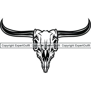 Bull Cow Skull Bone Head Skeleton Horn Cowboy Bovine Ranch Horse Cattle Ox Animal Rodeo Horseman .SVG .PNG Clipart Vector Cricut Cut Cutting
