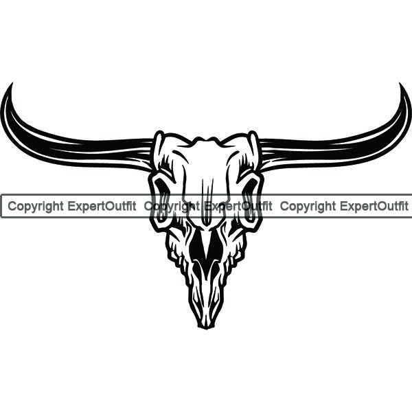 Bull Cow Skull Bone Head Skeleton Horn Cowboy Bovine Ranch Horse Cattle Ox Animal Rodeo Horseman .SVG .PNG Clipart Vector Cricut Cut Cutting